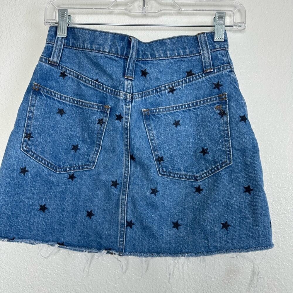 Madewell Rigid Denim A-Line Mini‎ Skirt Star Print 23 - Picture 3 of 8
